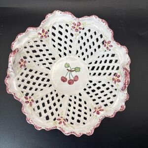 Vintage Berardos Ceramic Basket Hand Made and painted In Portugal Signed